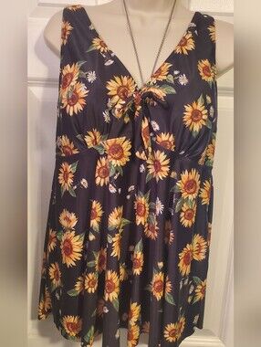 Sunflower Tie-Front Tankini Swim Top